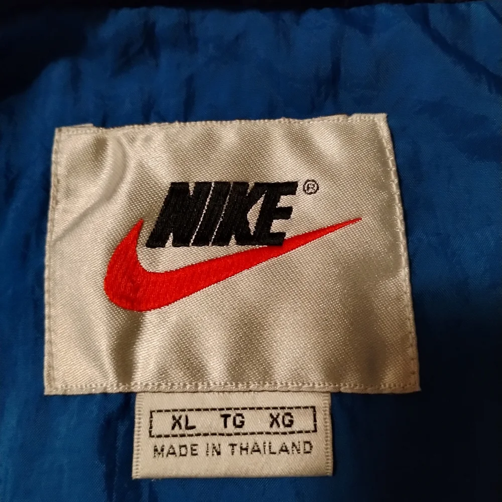 Vintage 90s Navy & Baby Blue Nike Zip-Up Spell-Out Jacket Windbreaker XL. - Picture 3 of 6